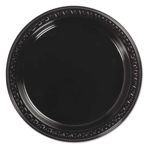 Chinet® Heavyweight Plastic Plates, 7" dia, Black, 125/Pack, 8 Packs/Carton (HUH81407)
