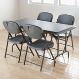 Iceberg Rough n Ready Commercial Folding Chair, Supports Up to 350 lb, 15.25" Seat Height, Charcoal Seat, Charcoal Back, Silver Base (ICE64007) Each