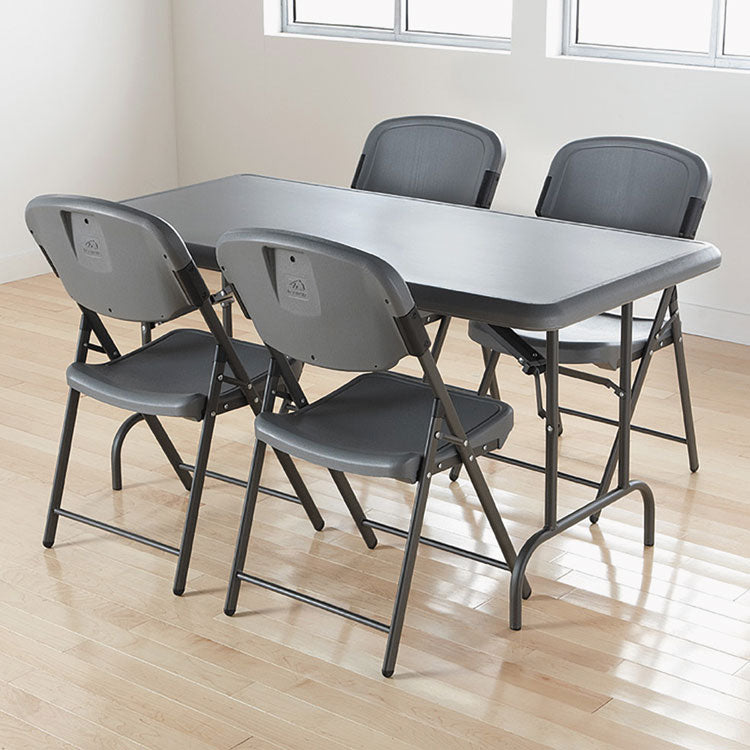 Iceberg Rough n Ready Commercial Folding Chair, Supports Up to 350 lb, 15.25" Seat Height, Charcoal Seat, Charcoal Back, Silver Base (ICE64007) Each