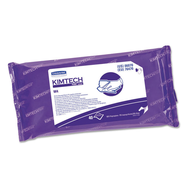 Kimtech™ W4 PreSat Alcohol Wipers, 70% IPA, 1-Ply, 9 x 11, White, 40/Pack, 10 Packs/Carton (KCC06070)