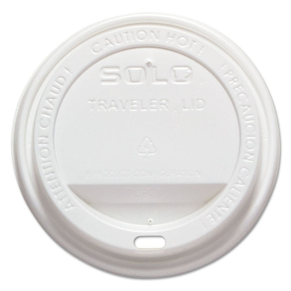 SOLO® Traveler Cappuccino Style Dome Lid, Polystyrene, Fits 10 oz to 24 oz Hot Cups, White, 100/Pack, 10 Packs/Carton (SCCTLP316)