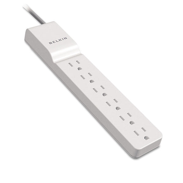 Belkin® Home/Office Surge Protector, 6 AC Outlets, 4 ft Cord, 720 J, White (BLKBE10600004)