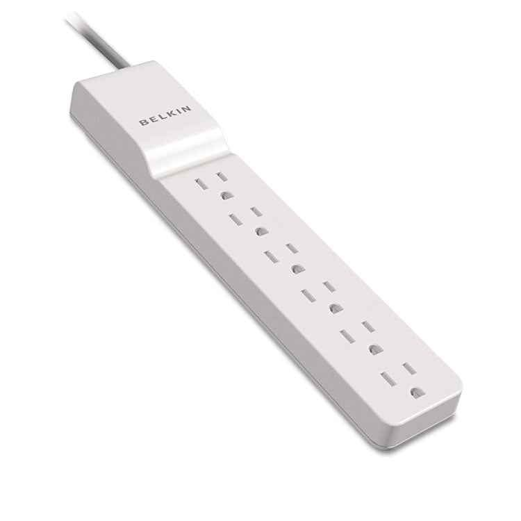 Belkin® Home/Office Surge Protector, 6 AC Outlets, 4 ft Cord, 720 J, White (BLKBE10600004)