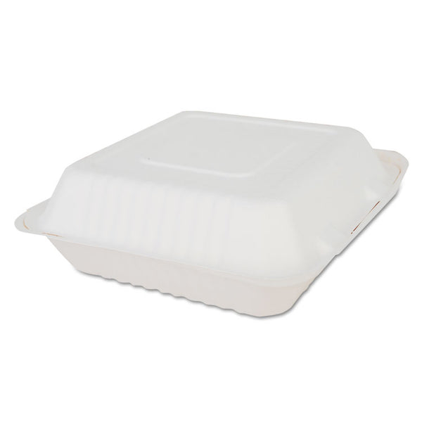 SCT® ChampWare Molded-Fiber Clamshell Containers, 9 x 9 x 3, White, Sugarcane, 200/Carton (SCH18935)