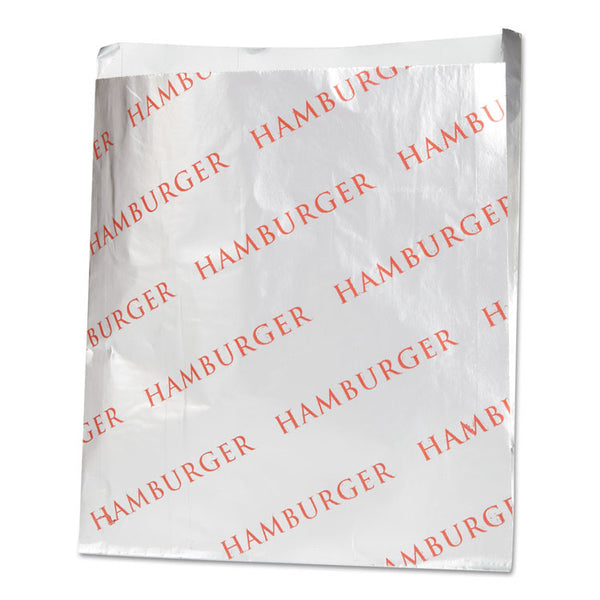 Bagcraft Foil Single-Serve Bags, 6" x 6.5", Silver, Hamburger Design, 1,000/Carton (BGC300527)