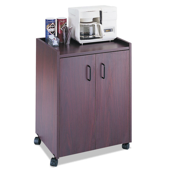 Safco® Mobile Refreshment Center, Engineered Wood, 3 Shelves, 23" x 18" x 31", Mahogany (SAF8953MH) Each