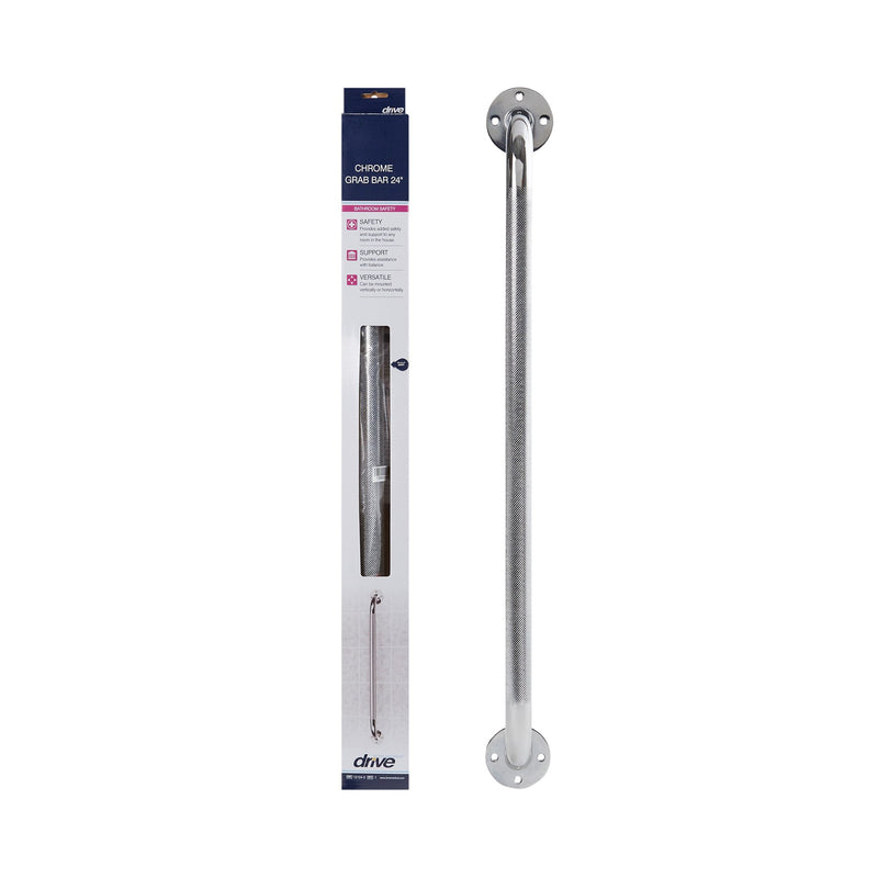 drive™ Wall Grab Bar Chrome Finish Knurled Steel (839763_EA) 1/EA