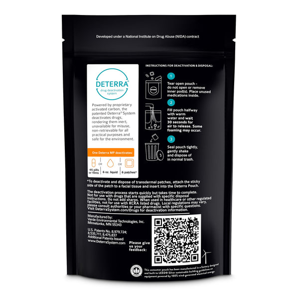 Deterra® Drug Disposal Pouch Medium, 45 Pill or 6 Patch or 6 oz. Liquid Capacity (1178045_EA) 1/EA