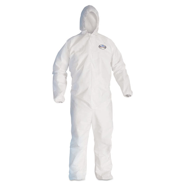 KleenGuard™ A30 Elastic Back and Cuff Hooded Coveralls, Large, White, 25/Carton (KCC46113)