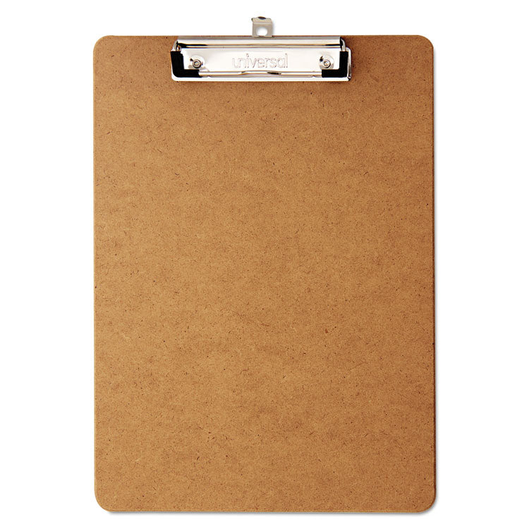 Universal® Hardboard Clipboard with Low-Profile Clip, 0.5" Clip Capacity, Holds 8.5 x 11 Sheets, Brown, 6/Pack (UNV05562)