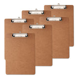 Universal® Hardboard Clipboard with Low-Profile Clip, 0.5" Clip Capacity, Holds 8.5 x 11 Sheets, Brown, 6/Pack (UNV05562)