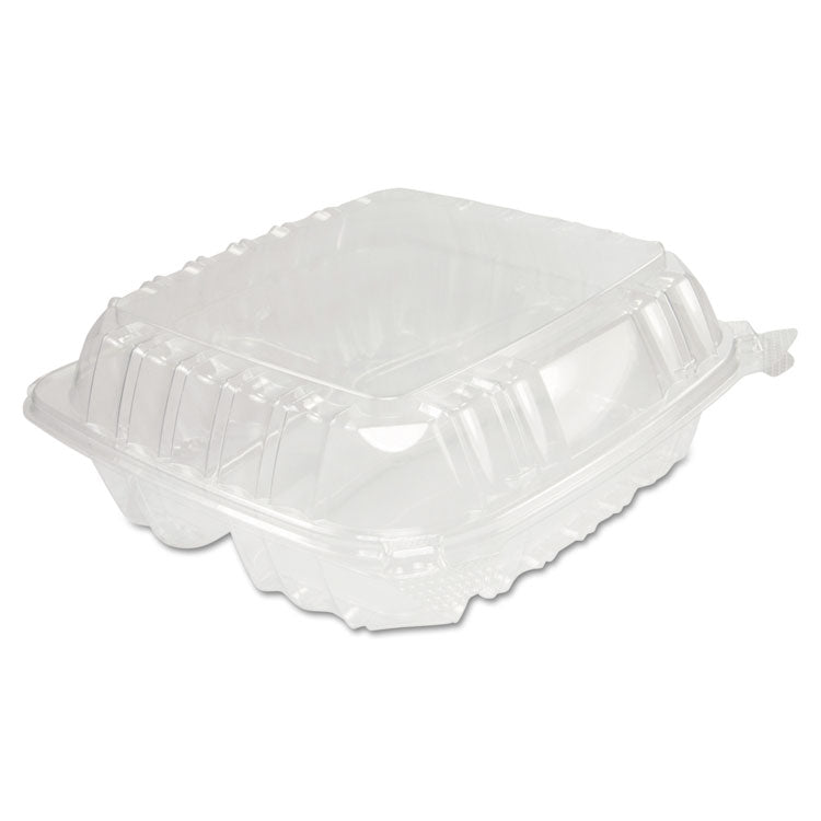 Dart® ClearSeal Hinged-Lid Plastic Containers, 8.25 x 8.25 x 3, Clear, Plastic, 125/Pack, 2 Packs/Carton (DCCC90PST3) Case of 250