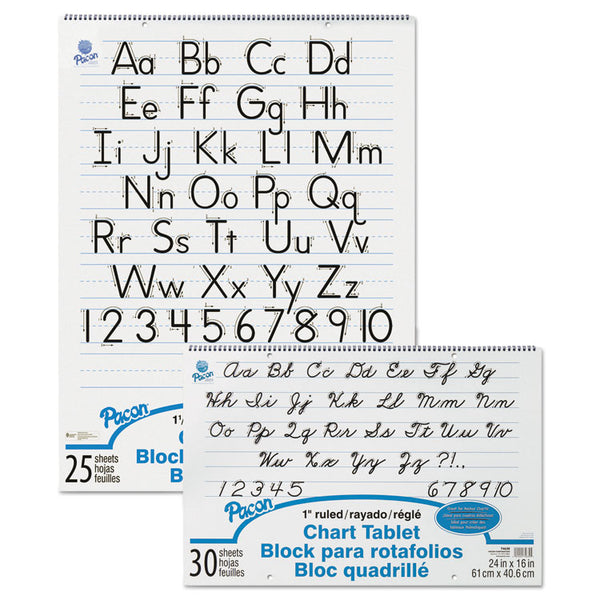 Pacon® Chart Tablets, Presentation Format (1" Rule), 24 x 16, White, 30 Sheets (PAC74630)