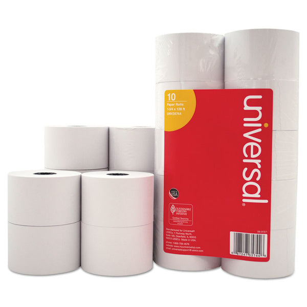 Universal® Impact and Inkjet Print Bond Paper Rolls, 0.5" Core, 1.75" x 138 ft, White, 10/Pack (UNV35744)