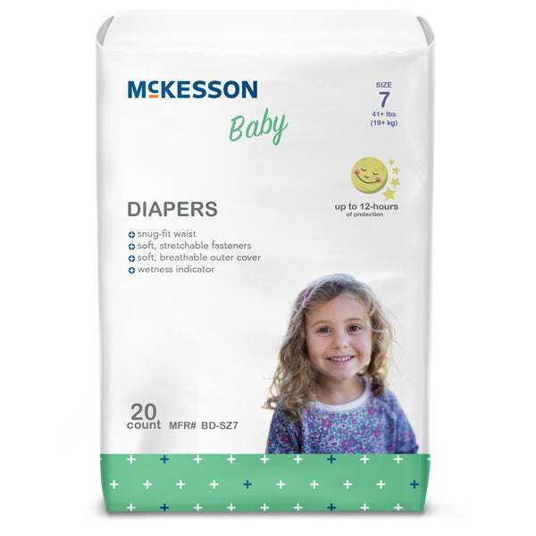 McKesson Unisex Baby Diaper Size 7 Disposable Heavy Absorbency (1144480_BG) 1/BG