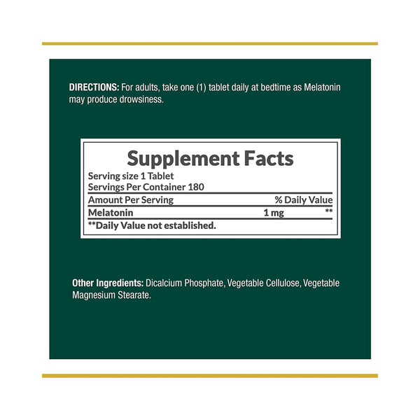 Nature's Bounty® Natural Sleep Aid 180 per Bottle Tablet 1 mg Strength (661252_BT) 1/BT