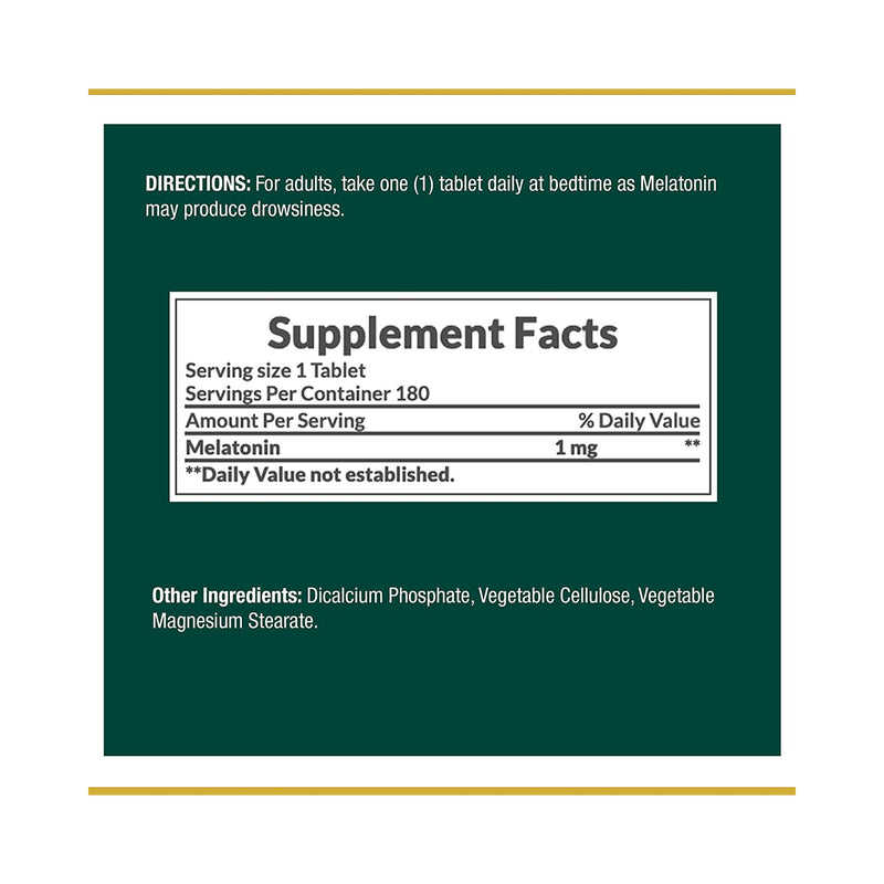 Nature's Bounty® Natural Sleep Aid 180 per Bottle Tablet 1 mg Strength (661252_BT) 1/BT