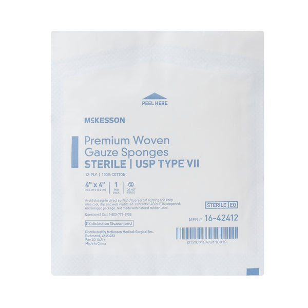McKesson Gauze Sponge 4 X 4 Inch 12-Ply Sterile 1 per Pack (446049_EA) 1/EA