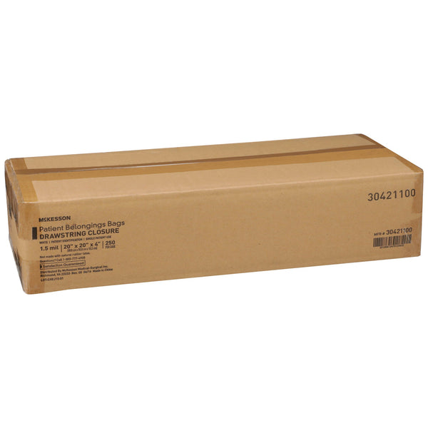 McKesson Patient Belongings Bag 4 X 20 X 20 Inch Polyethylene Drawstring Closure White (447753_EA) 1/EA