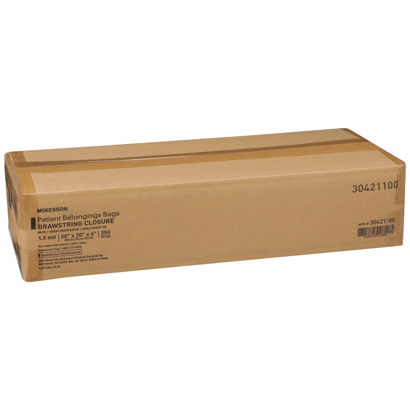 McKesson Patient Belongings Bag 4 X 20 X 20 Inch Polyethylene Drawstring Closure White (447753_CS) 250/CS