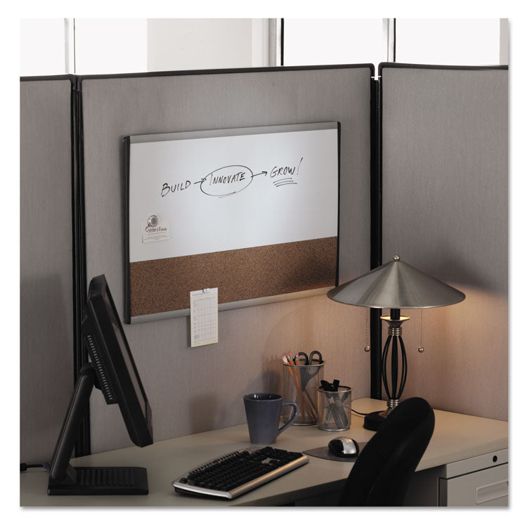 Quartet® ARC Frame Cubicle Dry Erase/Cork Board, 30 x 18, Tan/White Surface, Silver Aluminum Frame (QRTARCCB3018)