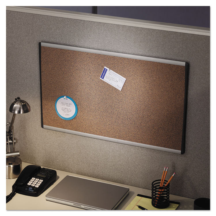 Quartet® ARC Frame Cubicle Cork Board, 30 x 18, Tan Surface, Silver Aluminum Frame (QRTARCB3018)