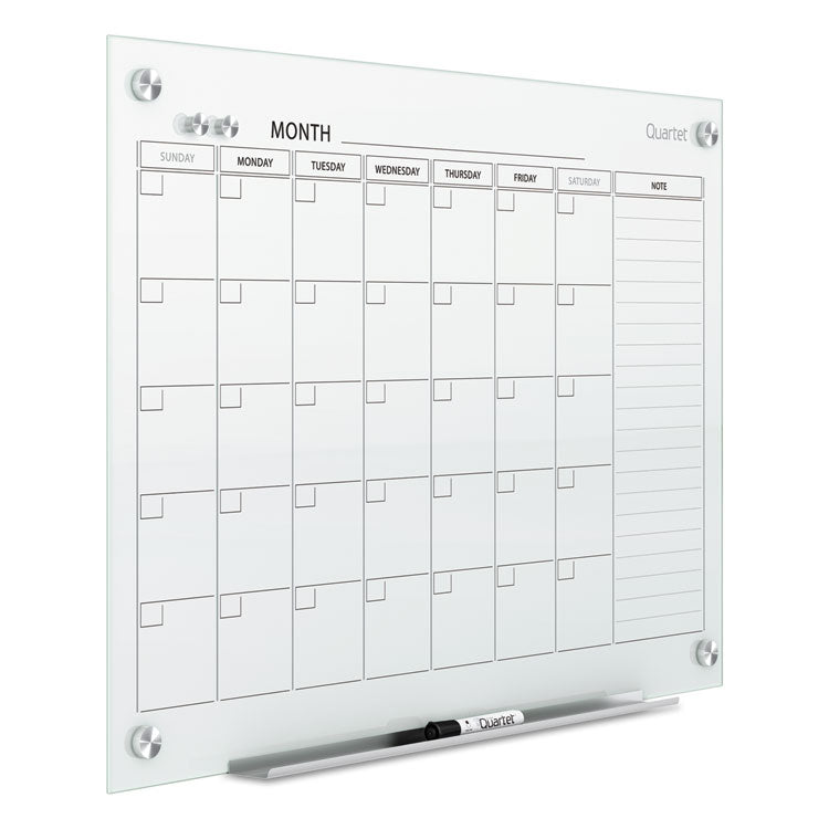 Quartet® Infinity Magnetic Glass Calendar Board, One Month, 48 x 36, White Surface (QRTGC4836F) Each