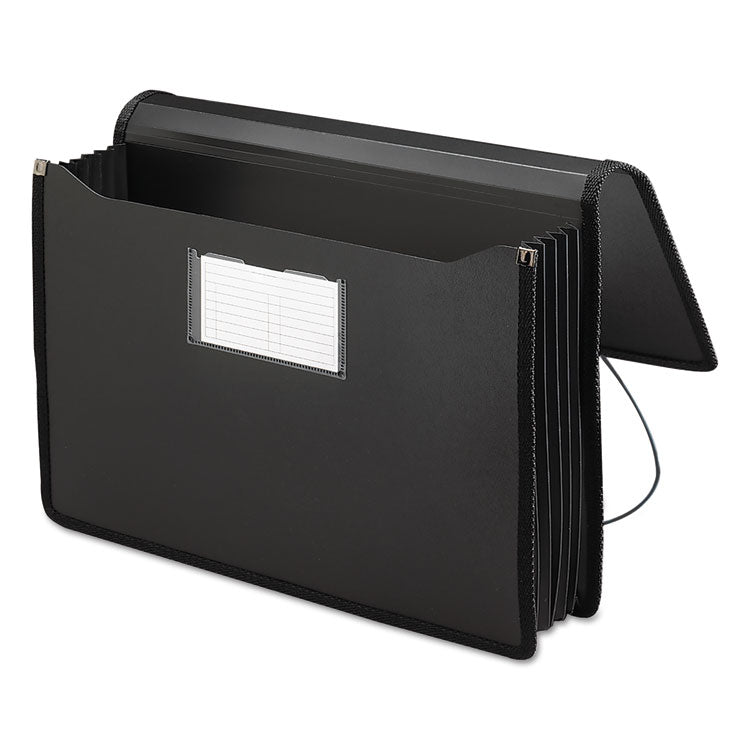 Smead™ Poly Premium Wallets, 5.25" Expansion, 1 Section, Elastic Cord Closure, Legal Size, Black (SMD71510)