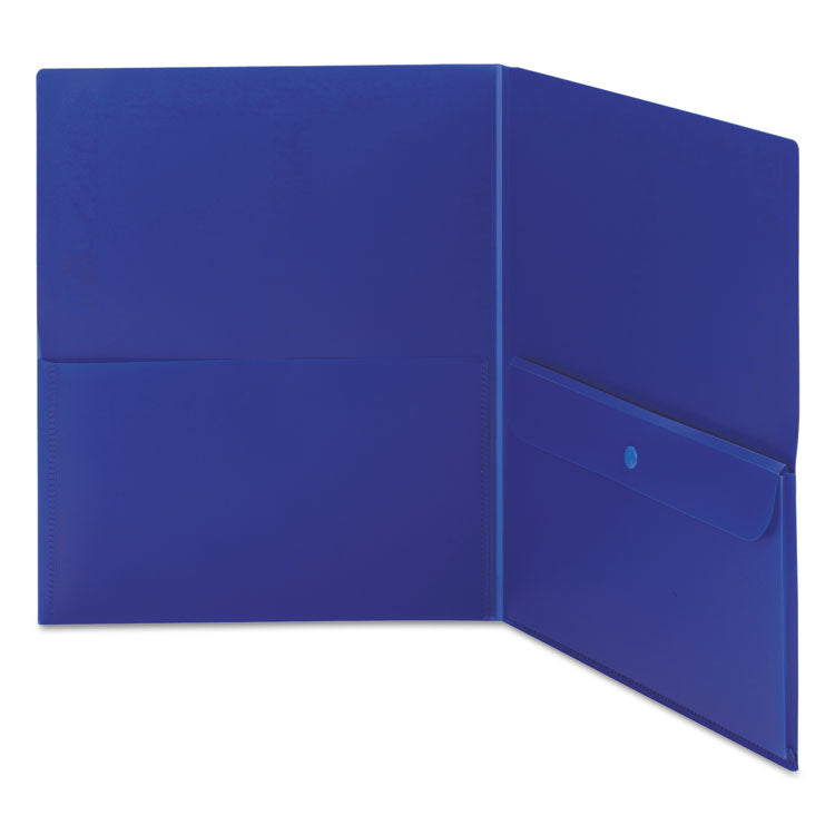 Smead™ Poly Two-Pocket Folder with Security Pocket, 11 x 8 1/2, Blue, 5/Pack (SMD87701)