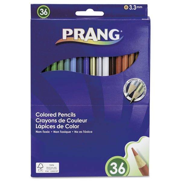 Prang® Colored Pencil Sets, 3.3 mm, 2B, Assorted Lead and Barrel Colors, 36/Pack (DIX22360) Set of 36