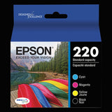 Epson® T220120-BCS (220) DURABrite Ultra Ink, Black/Cyan/Magenta/Yellow (EPST220120BCS) Pack of 4