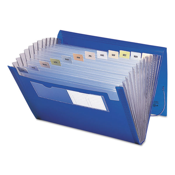 Smead™ Expanding File With Color Tab Inserts, 9" Expansion, 12 Sections, Elastic Cord Closure, 1/12-Cut Tabs, Letter Size, Blue (SMD70876)