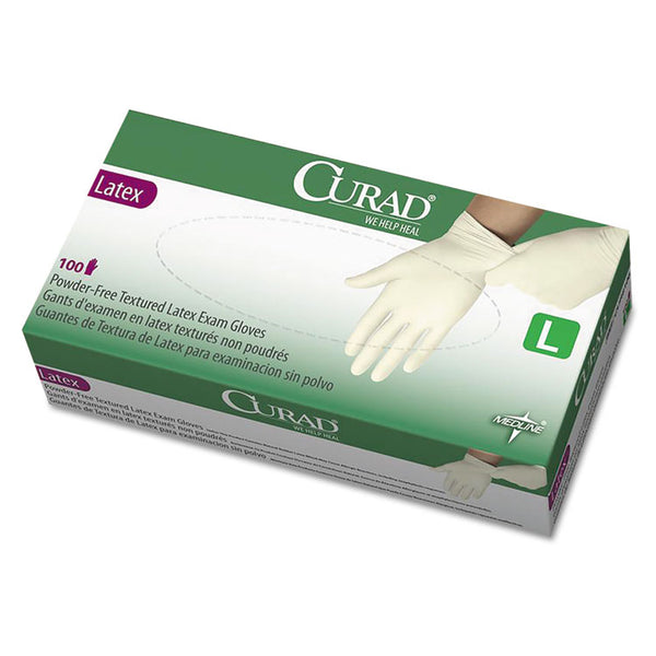 Curad® Latex Exam Gloves, Powder-Free, Large, 100/Box (MIICUR8106) Box of 100