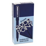 Pilot® Razor Point Fine Line Porous Point Pen, Stick, Extra-Fine 0.3 mm, Blue Ink, Blue Barrel, Dozen (PIL11004)