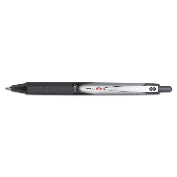 Pilot® VBall RT Liquid Ink Roller Ball Pen, Retractable, Fine 0.7 mm, Black Ink, Black/White Barrel, Dozen (PIL26206) 1 Dozen