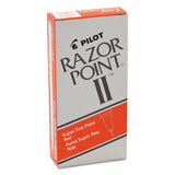 Pilot® Razor Point II Super Fine Line Porous Point Pen, Stick, Ultra-Fine 0.2 mm, Red Ink, Red Barrel, Dozen (PIL11011)