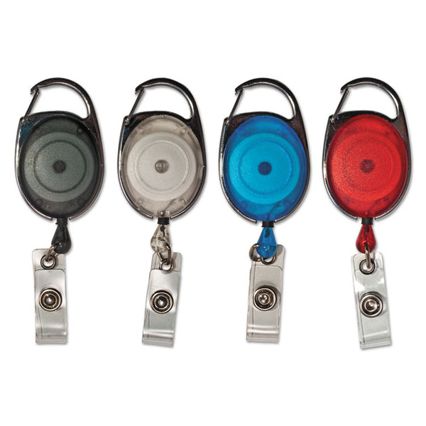 Advantus Carabiner-Style Retractable ID Card Reel, 30" Extension, Assorted Colors, 20/Pack (AVT75552)