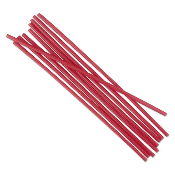 Boardwalk® Single-Tube Stir-Straws,5.25", Polypropylene, Red, 1,000/Pack, 10 Packs/Carton (BWKSTRU525R10)