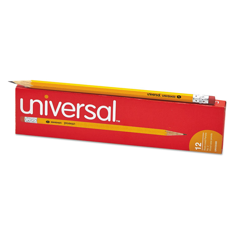 Universal™ #2 Woodcase Pencil, HB (#2), Black Lead, Yellow Barrel, Dozen (UNV55400) Pack of 12