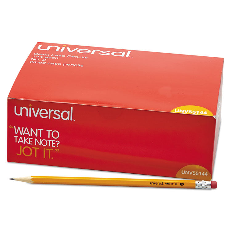 Universal™ #2 Woodcase Pencil Value Pack, HB (#2), Black Lead, Yellow Barrel, 144/Box (UNV55144)