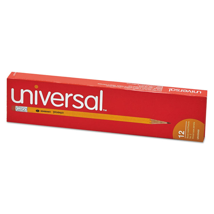 Universal™ #2 Woodcase Pencil, HB (#2), Black Lead, Yellow Barrel, Dozen (UNV55400) Pack of 12