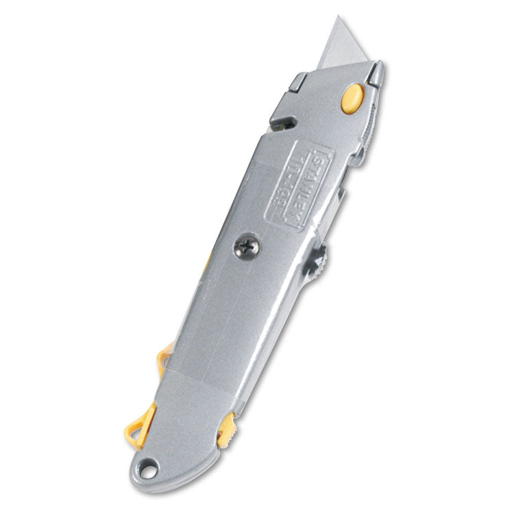Stanley® Quick-Change Utility Knife with Retractable Blade and Twine Cutter, 6" Metal Handle, Gray, 6/Box (BOS10499BX) Box of 6
