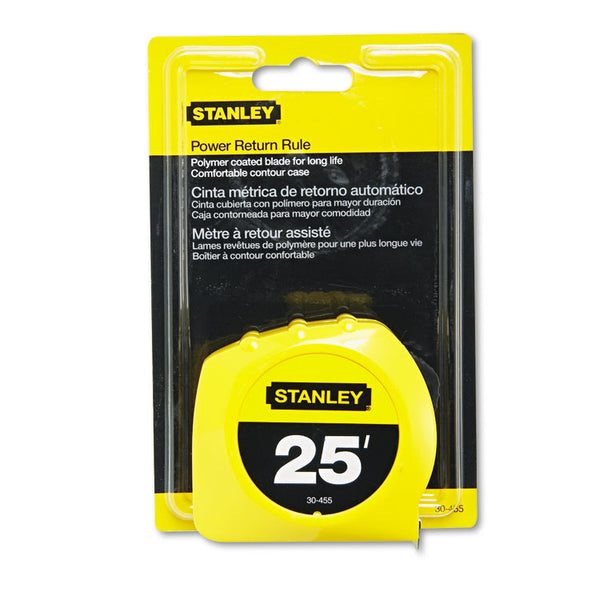 Stanley Bostitch® Power Return Tape Measure, Plastic Case, 1" x 2 5ft, Yellow (BOS30455) Each