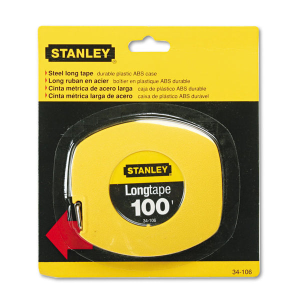 Stanley® Long Tape Measure, 1/8" Graduations, 100 ft, Yellow (BOS34106) Each