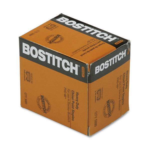 Bostitch® Heavy-Duty Premium Staples, 0.38" Leg, 0.5" Crown, Steel, 5,000/Box (BOSSB35PHD5M)