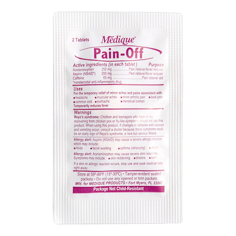 Pain-Off® Pain Relief 250 mg - 250 mg - 65 mg Strength Acetaminophen / Aspirin / Caffeine Tablet 100 per Box (1232803_BX) 50/BX