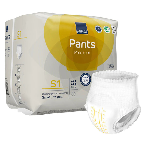 Abena® Premium Pants S2 Unisex Adult Absorbent Underwear Pull On with Tear Away Seams Small Disposable Heavy Absorbency (1218227_CS) 96/CS
