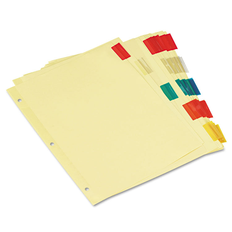 Universal® Insertable Tab Index, 5-Tab, 11 x 8.5, Buff, Assorted Tabs, 6 Sets (UNV21870) Pack of 6 Sets