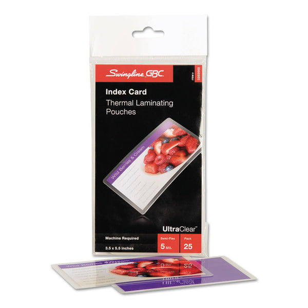 GBC® UltraClear Thermal Laminating Pouches, 5 mil, 5.5" x 3.5", Gloss Clear, 25/Pack (GBC3202002) Pack of 25