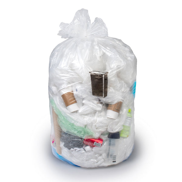 Colonial Bag Trash Bag 15 gal. Clear HDPE 8 Mic. 24 X 33 Inch X-Seal Bottom Flat Pack (864199_CS) 1/CS